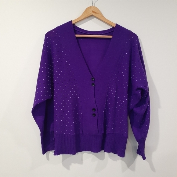 Lightweight 80's purple cardigan - Picture 4 of 4